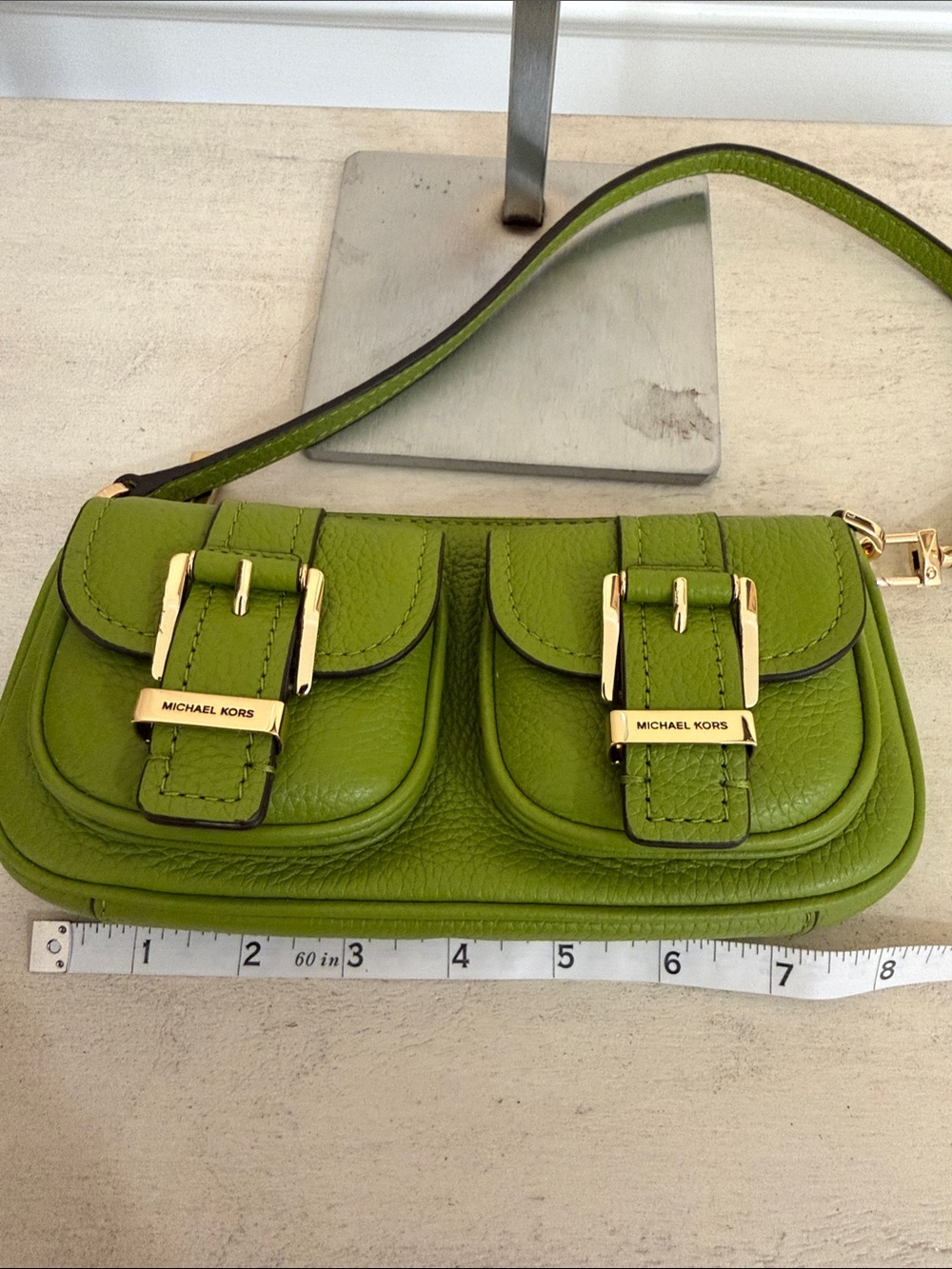Michael Kors Green Leather Double Pocket Mini Shoulder Bag - Picture 4 of 5